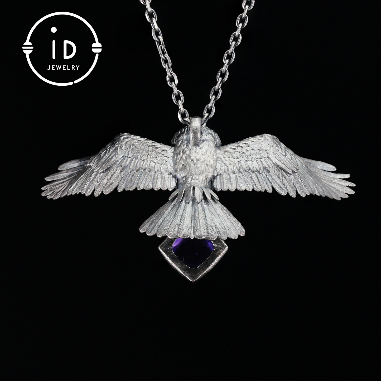Halskette mit ausgebreiteten Flügeln für Eulen|Tiertotem-Amulett|925 Sterling Silber, handgeschnitzt|Geflügeltes Design|Halskette mit Naturmotiv