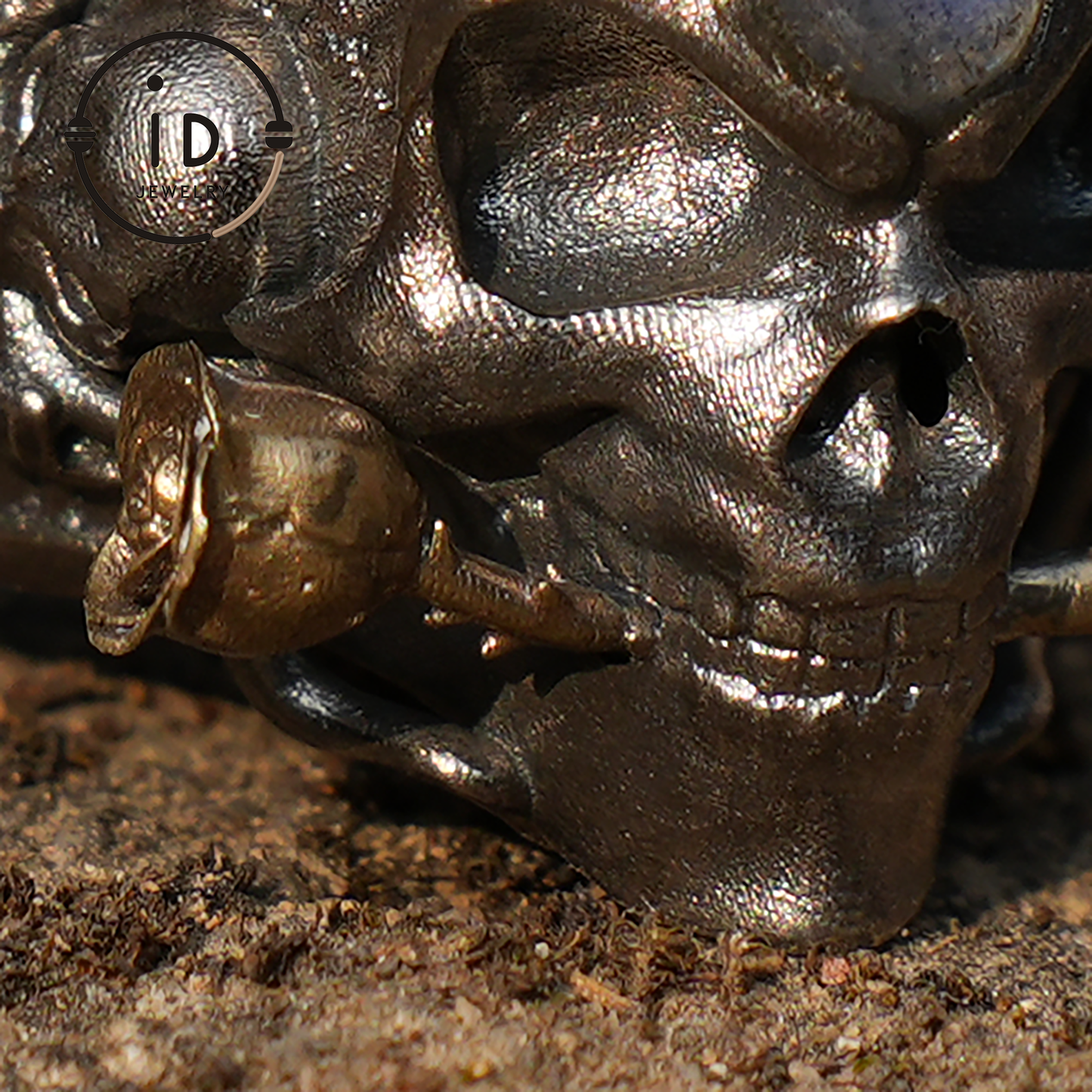 925 Sterling Silver Demonic Skull Ring with Horns – Handcrafted Gothic Design Ring