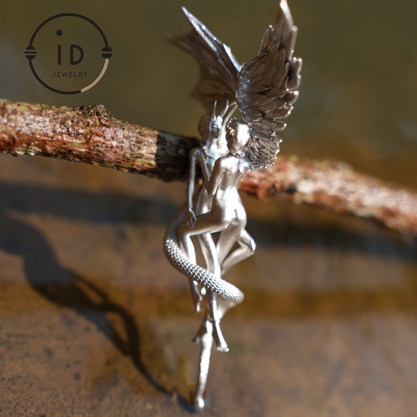Zwillingsanhänger aus 925er Sterlingsilber – Sternzeichenschmuck mit Engelsflügeln und Schlangendesign