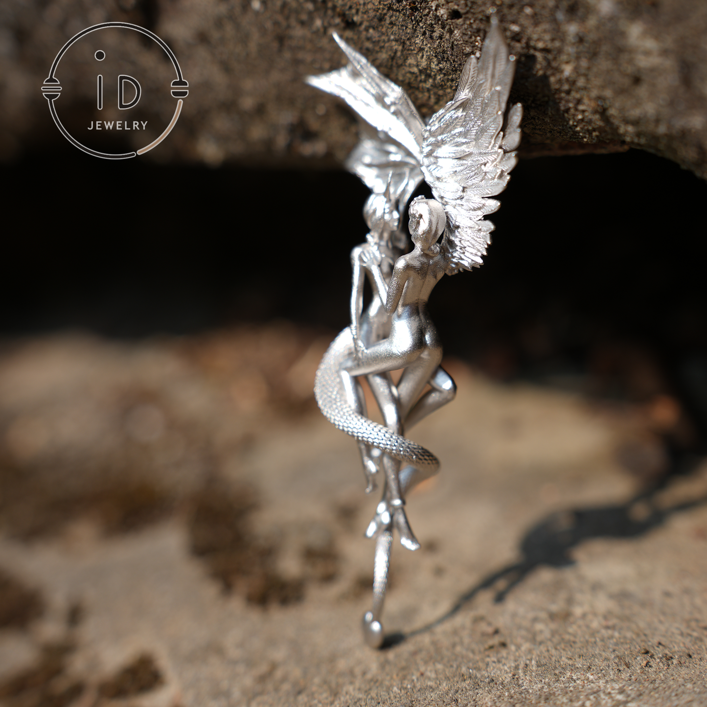 Zwillingsanhänger aus 925er Sterlingsilber – Sternzeichenschmuck mit Engelsflügeln und Schlangendesign