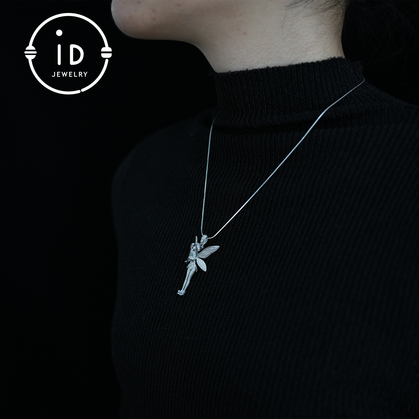 Mystical Fairy Pendant| Handmade Silver Jewelry| Magic Elf with Lantern| Fantasy Fairy Necklace| Elegant Crystal Pendant