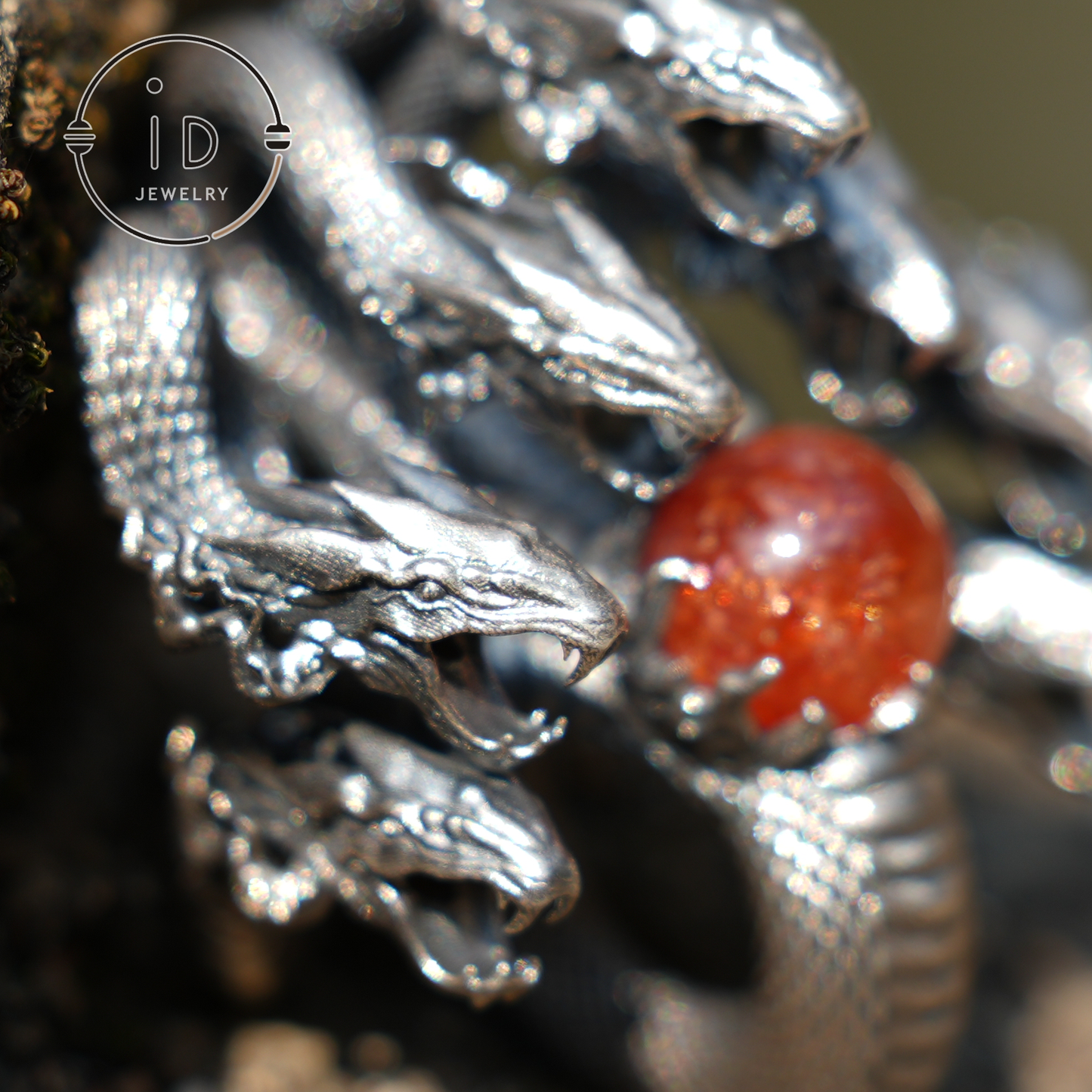 Anhänger mit achtköpfiger Schlange – S925 Silber – handgefertigtes kreatives Design, inspiriert von Yamata no Orochi (japanische Mythologie)