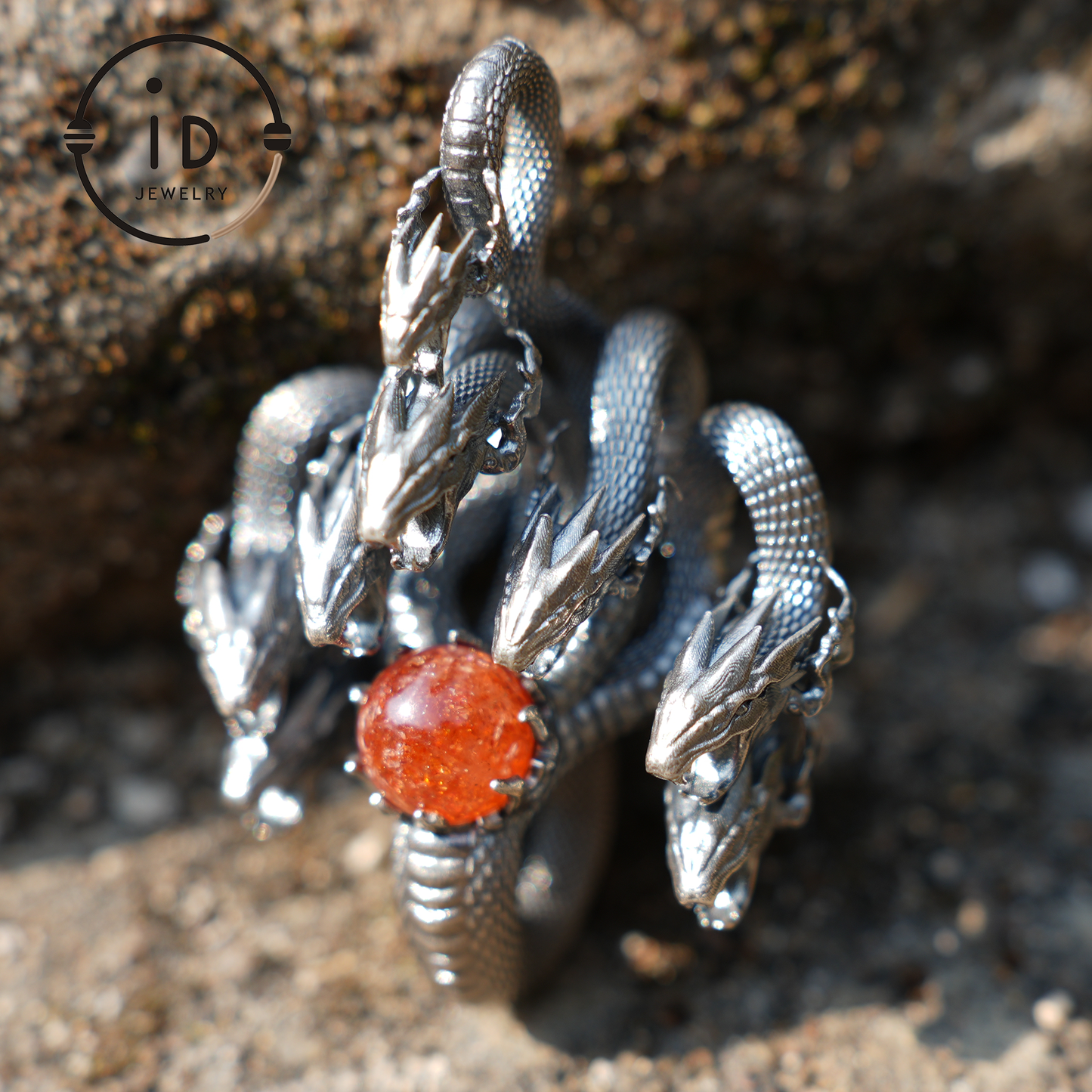 Anhänger mit achtköpfiger Schlange – S925 Silber – handgefertigtes kreatives Design, inspiriert von Yamata no Orochi (japanische Mythologie)