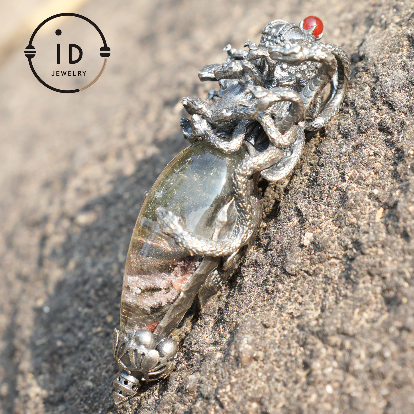 Medusa’s Gaze Pendant – 925 Sterling Silver, phantom quartz, Handcrafted Mythical Jewelry, Unique Statement Piece