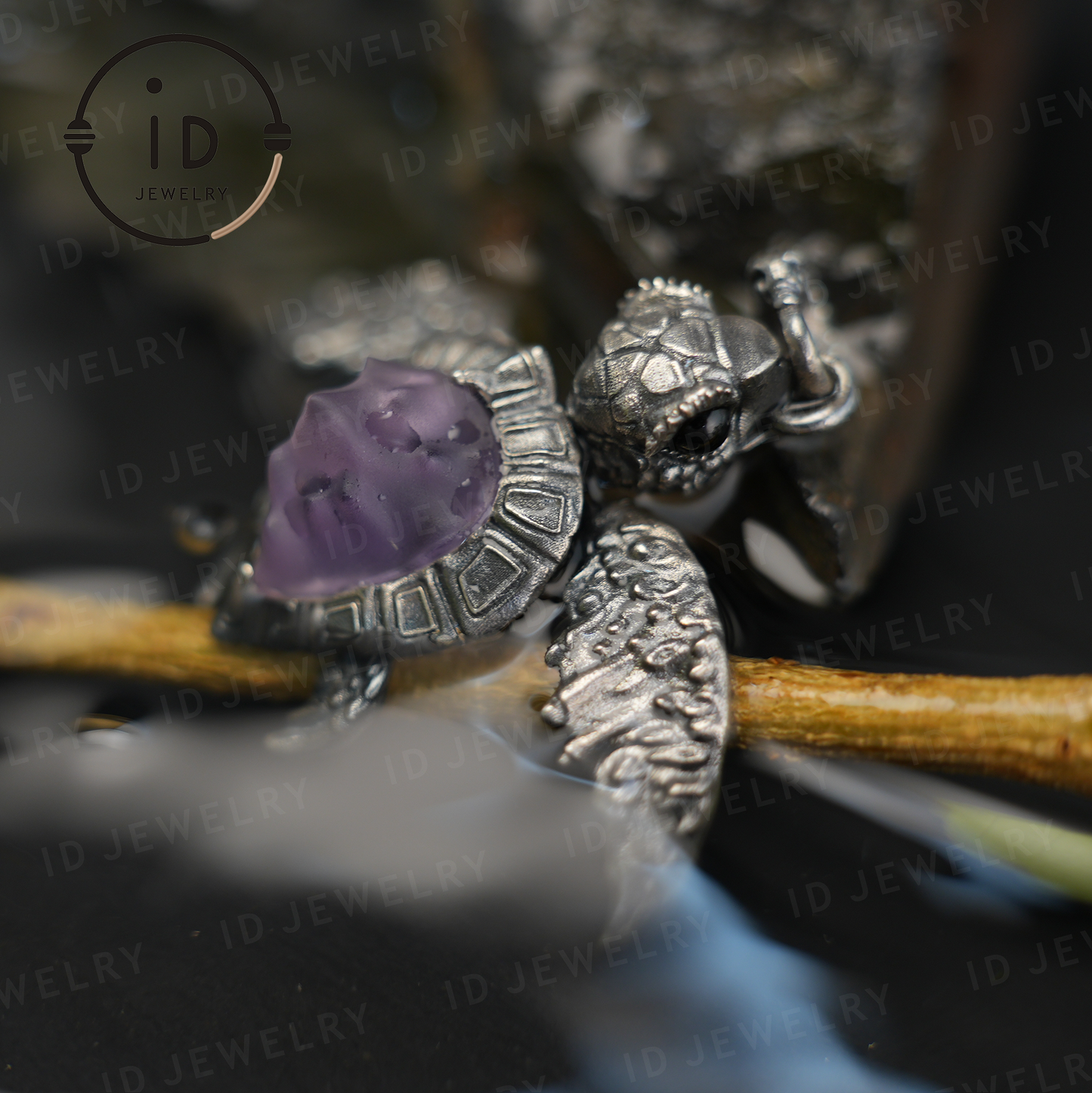 Aegis Turtle Necklace 925 Silver Amethyst Agate Pendant Handmade Sea Turtle Jewelry Gothic Style Gift for Her Spiritual Animal Talisman