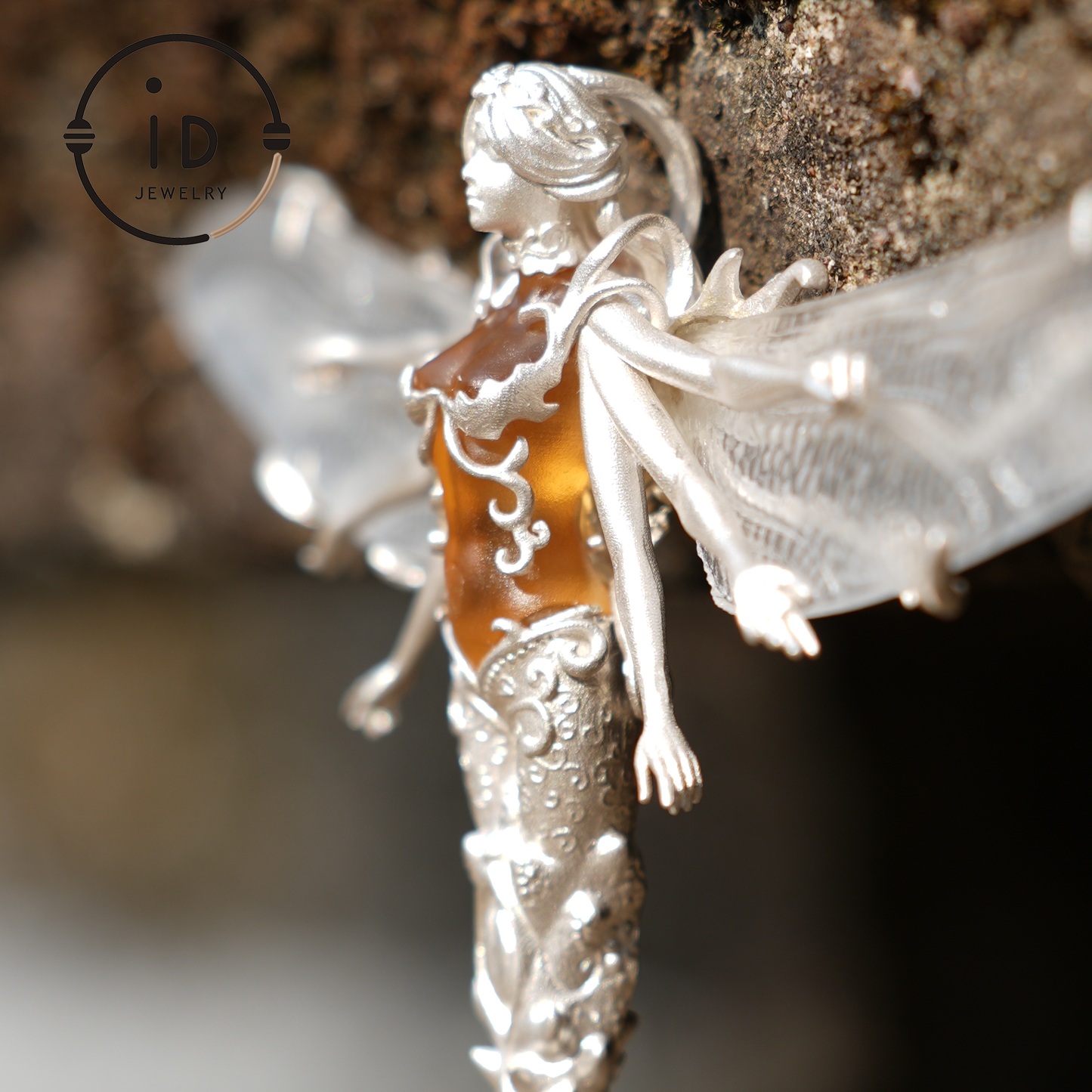 Mystischer Libellenschmuck | 925 Silber & Citrin | Brosche & Anhänger in Einem
