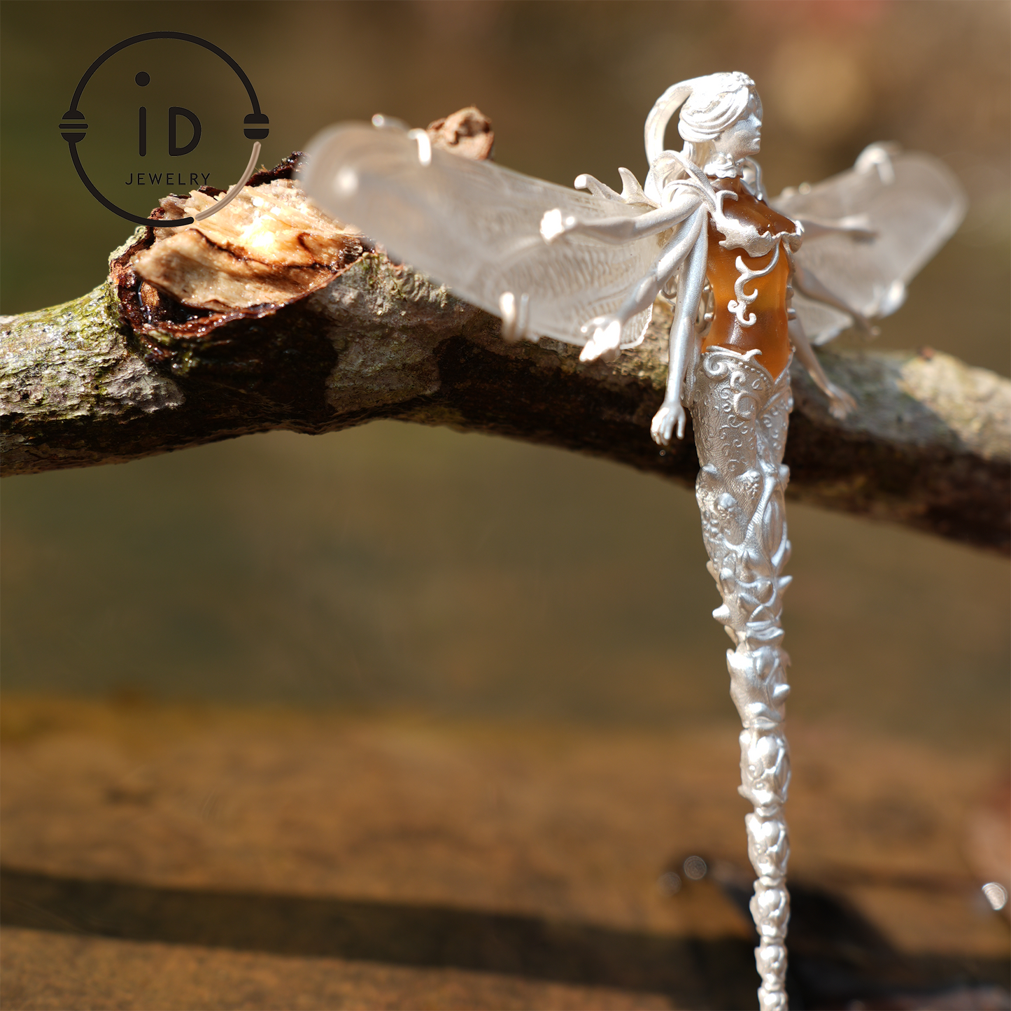 Mystischer Libellenschmuck | 925 Silber & Citrin | Brosche & Anhänger in Einem