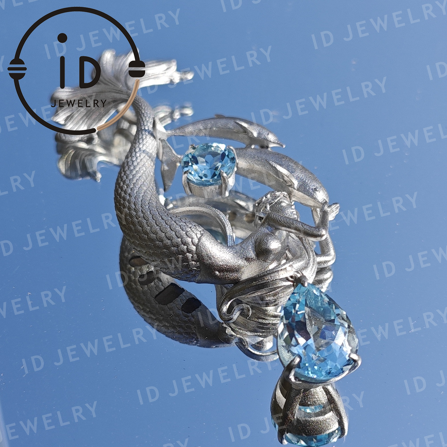 Traumhafter Ozean-Meerjungfrau-Anhänger - 925er Silber mit Aquamarin | Handgefertigter Fantasy-Schmuck
