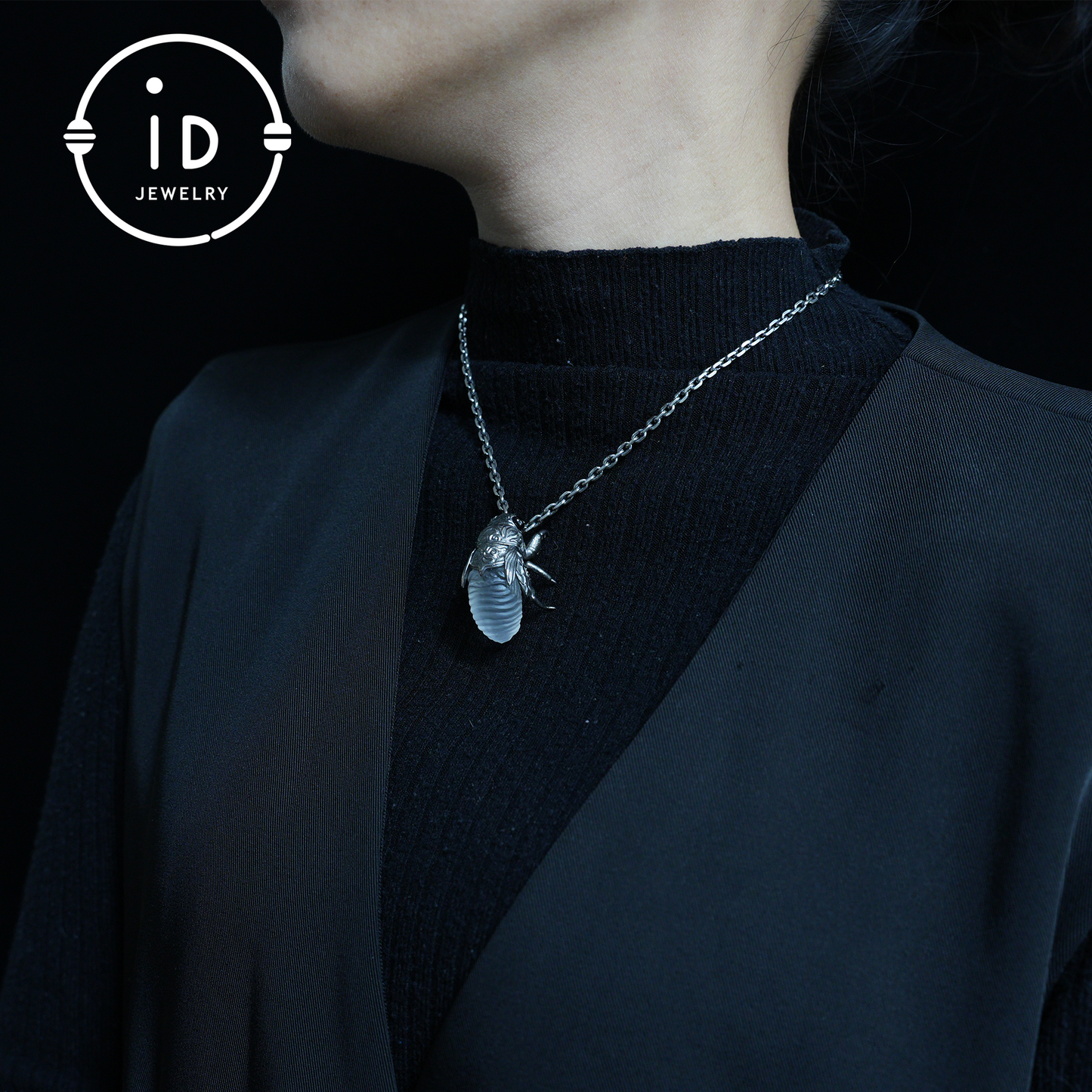 Cicada Pendant with White Crystal – Handmade Protective Amulet – Vintage & Mystical Jewelry