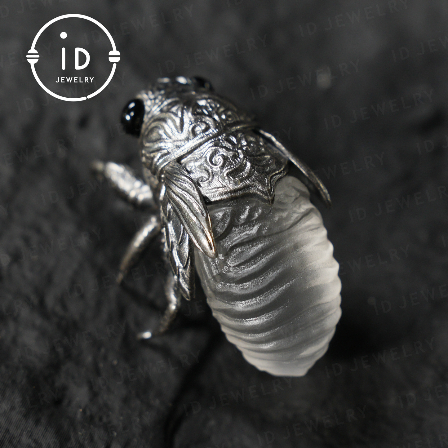 Cicada Pendant with White Crystal – Handmade Protective Amulet – Vintage & Mystical Jewelry
