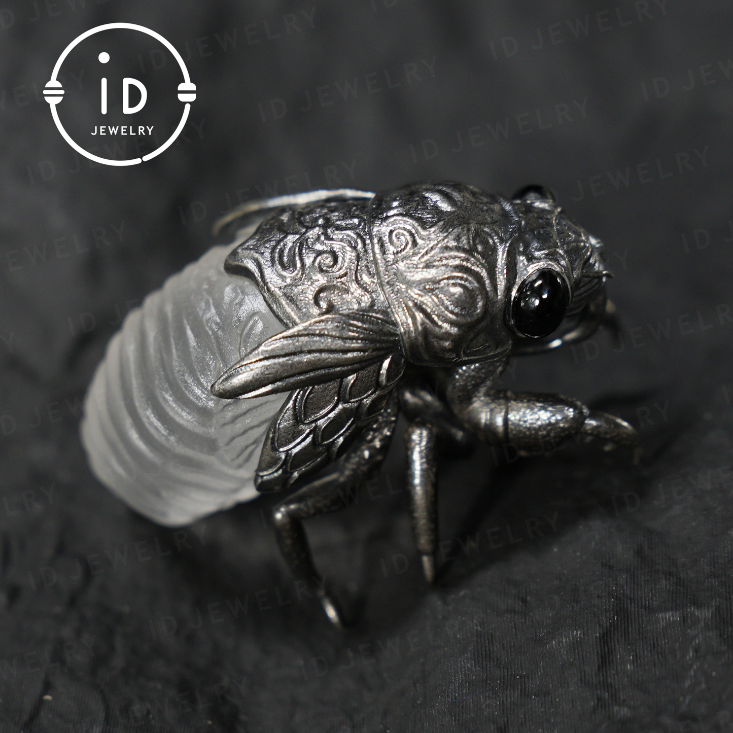 Cicada Pendant with White Crystal – Handmade Protective Amulet – Vintage & Mystical Jewelry