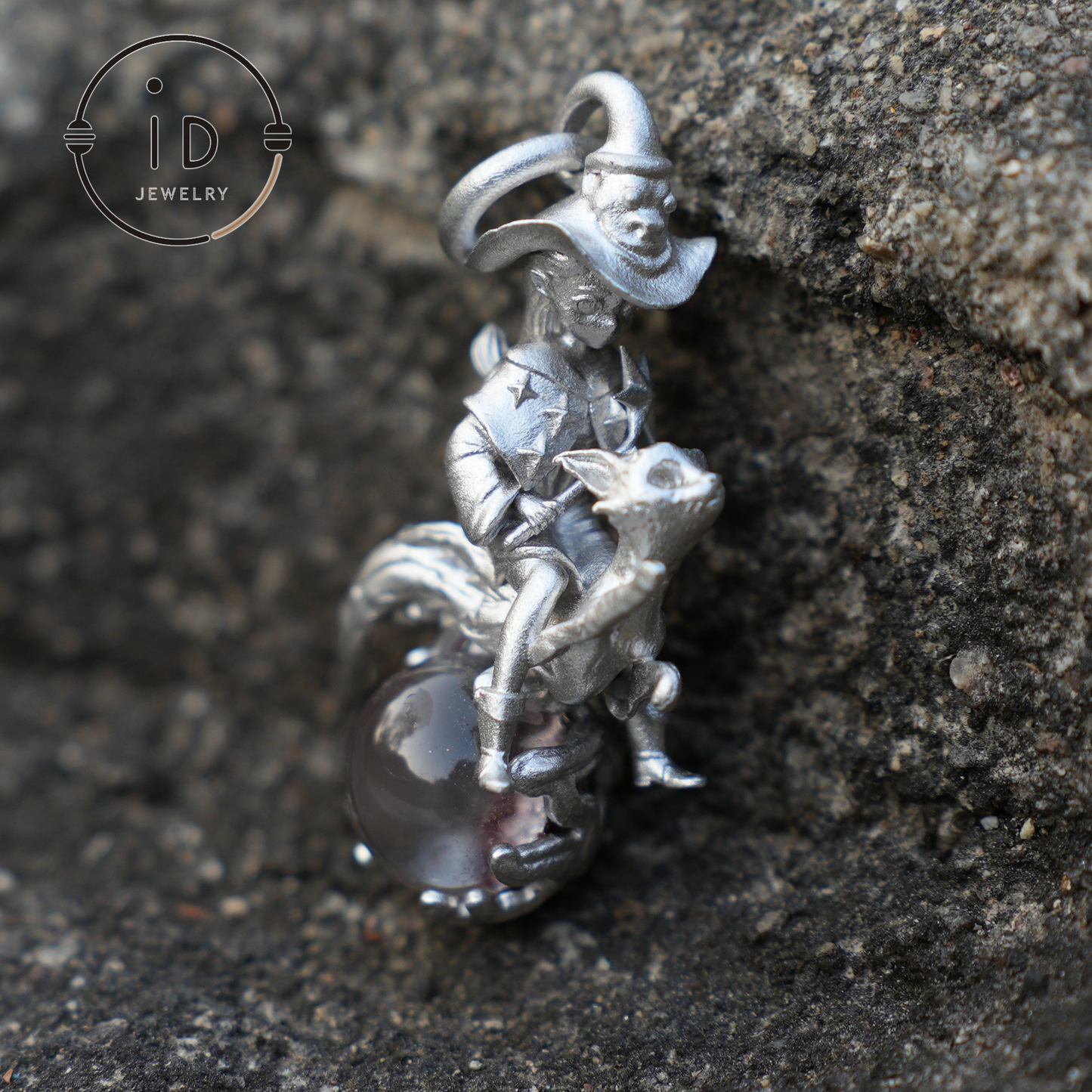 925 Silber Hexen-Reitkatzen-Anhänger mit Phantomquarz – Einzigartiger Fantasy-Schmuck für Sammler & Fans