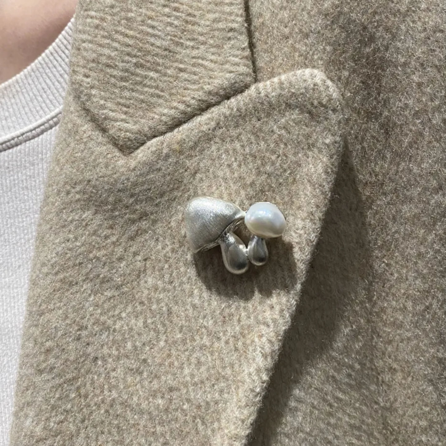 925 Silver Mushroom Brooch Pendant | Pearl Fairycore Jewelry | Handmade Nature Amulet Gift for Dreamers & Gentle Souls