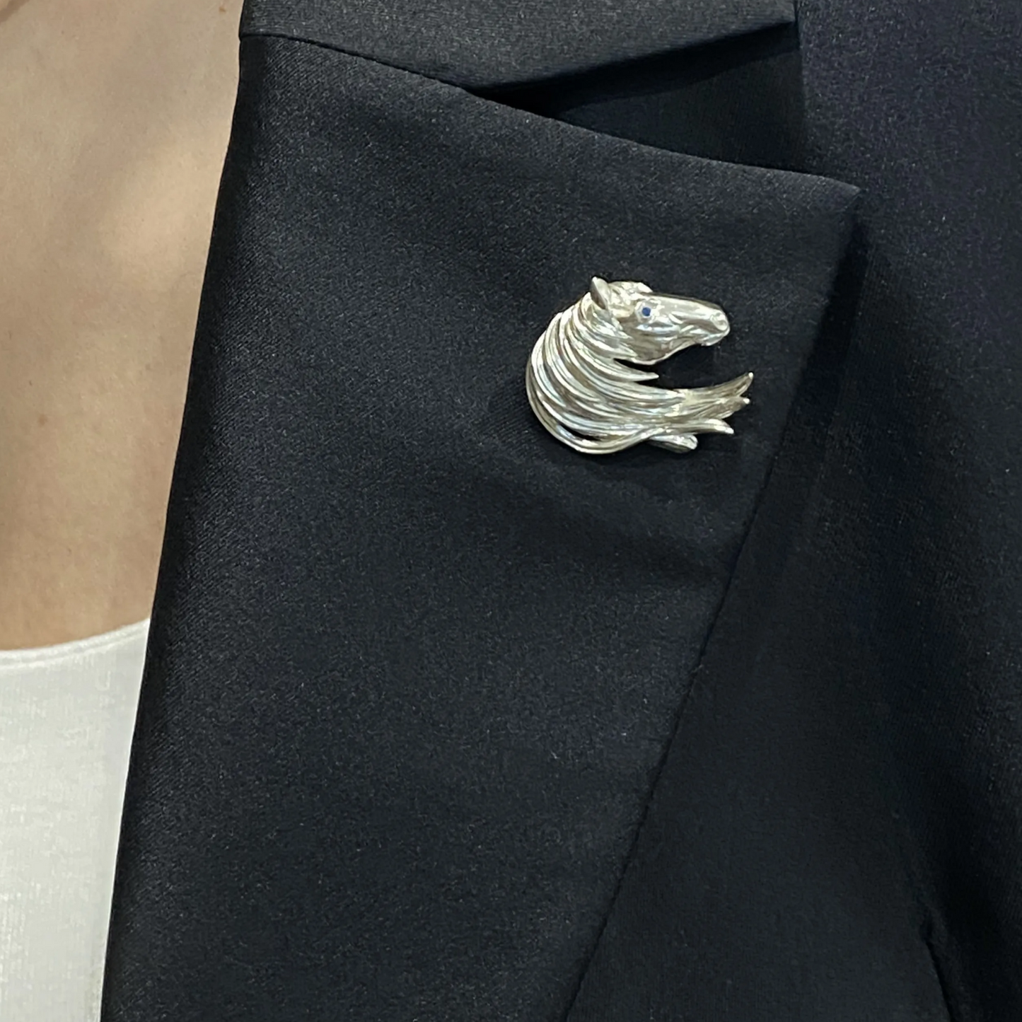 Horse Brooch Pendant | 925 Silver & Sapphire Eye | Handmade Animal Totem Jewelry Gift for Strength & Freedom