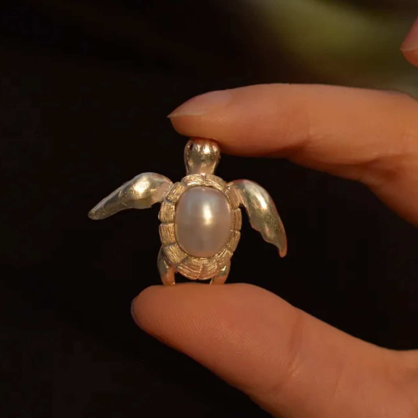 925 Silver Turtle Brooch Pendant | Pearl & Ruby Handmade Jewelry | Ocean Totem Gift for Creators & Dreamers