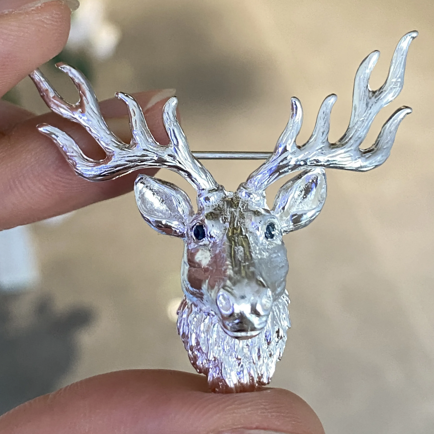 Deer Head Brooch Pendant | 925 Silver Forest Totem | Handmade Nature Jewelry Gift for Men & Nature Lovers