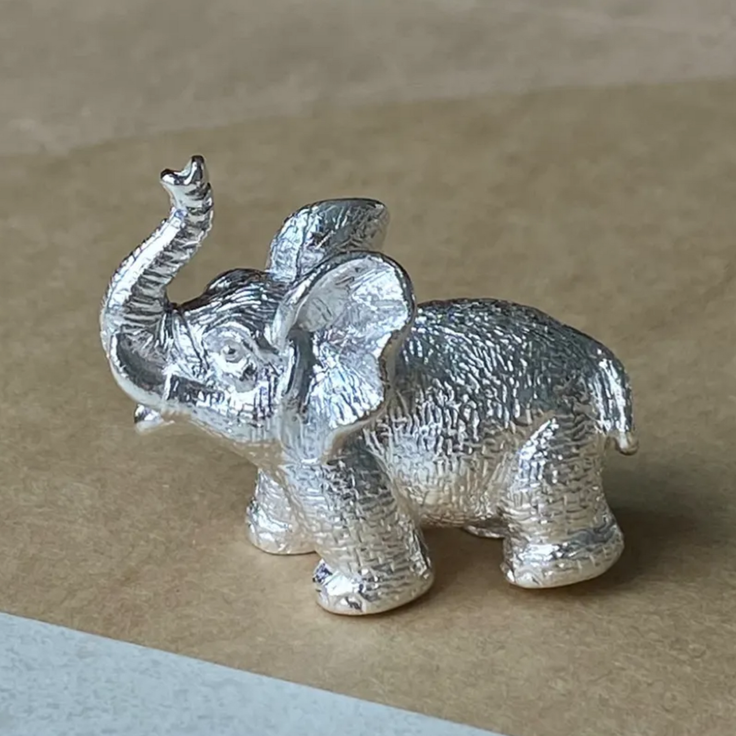 Solid 925 Silver Elephant Figurine | Lucky Animal Sculpture | Symbol of Strength & Wisdom | Home Decor Gift for Him or Her