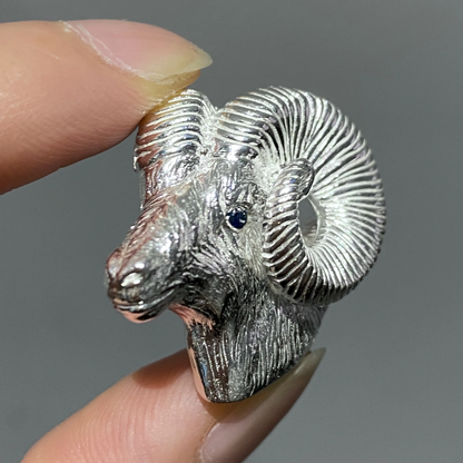 Aries Brooch Pendant | 925 Silver Ram Head | Handmade Zodiac Gift for Courage & New Beginnings