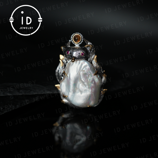 Fuchs Brosche Anhänger | Barock Perlenschmuck | Handgefertigte Tierbrosche | Vintage Fuchs Anhänger | Geschenk für Tierliebhaber 