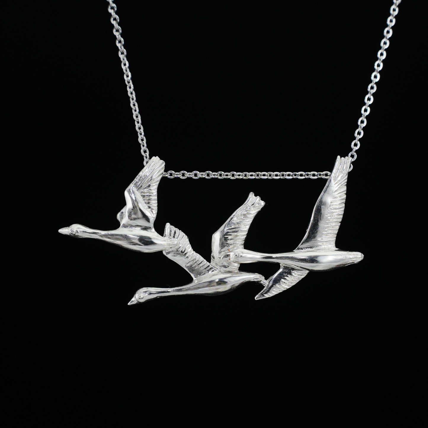925 Silver Flying Geese Brooch Pendant | Handmade Bird Jewelry | Gift of Loyalty & Reunion for Her
