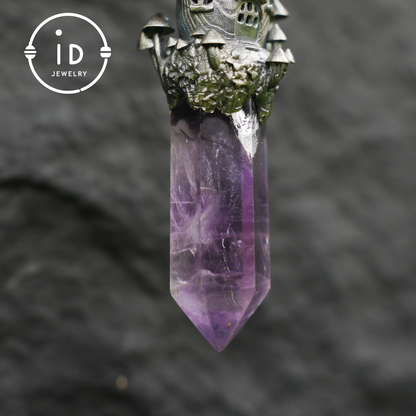 Fairy Tale Mushroom House Necklace Inspired by Childhood Dreams | Handmade Crystal Fairy Pendant Full of Memories & Imagination