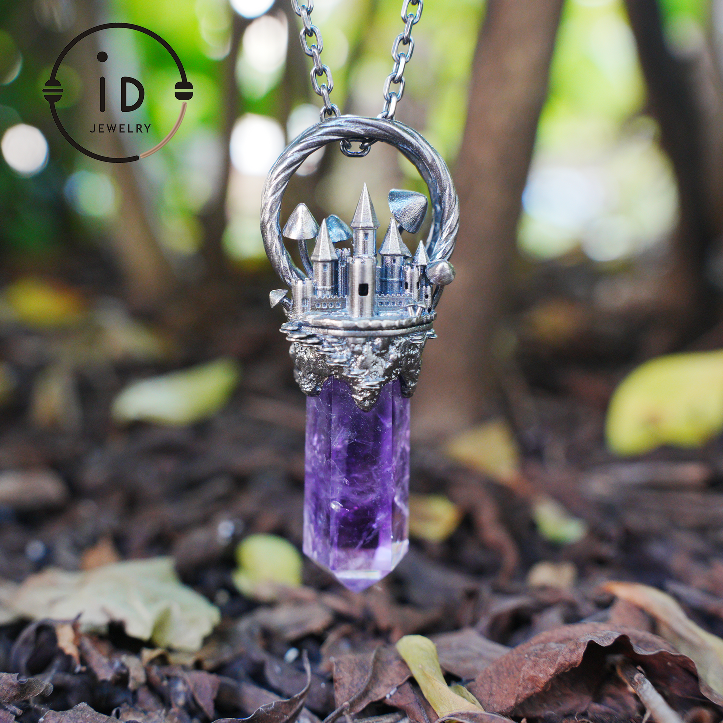 Handgefertigter Schlossanhänger, 925 Silber, Einzigartiger Fantasyschmuck, Magische Schlosskette, Perfektes Fantasygeschenk, Mystischer Schmuck