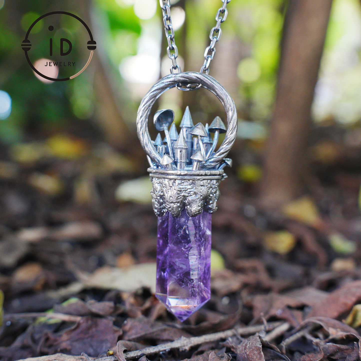 Handgefertigter Schlossanhänger, 925 Silber, Einzigartiger Fantasyschmuck, Magische Schlosskette, Perfektes Fantasygeschenk, Mystischer Schmuck