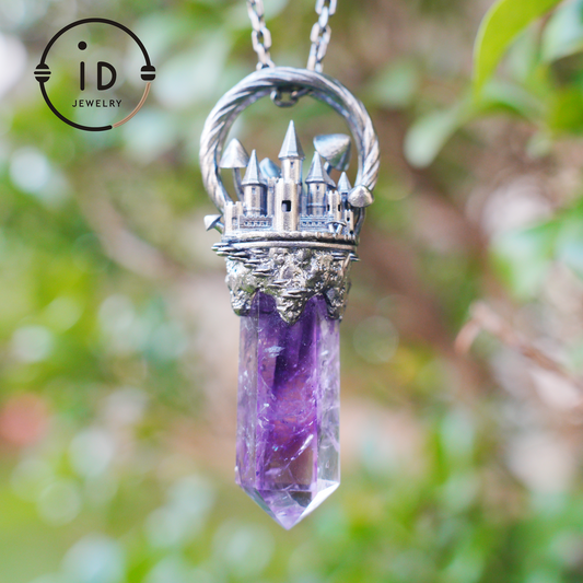 Handgefertigter Schlossanhänger, 925 Silber, Einzigartiger Fantasyschmuck, Magische Schlosskette, Perfektes Fantasygeschenk, Mystischer Schmuck
