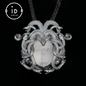 Medusa Anhänger | Handgefertigtes 925er Silber &amp; weißer Kristall | Mythischer Statement-Schmuck