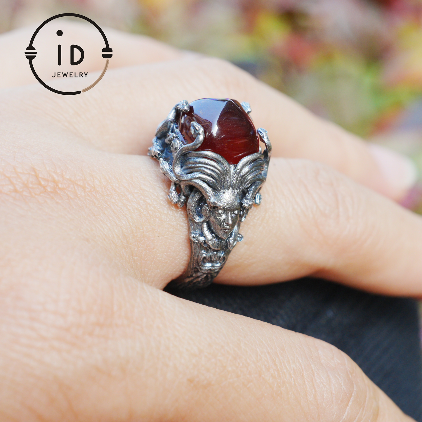 Handmade Gothic Ring | Mystical Jewelry with Agate | Baroque Style