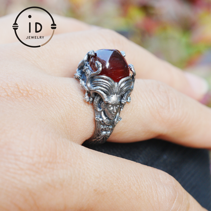 Handmade Gothic Ring | Mystical Jewelry with Agate | Baroque Style