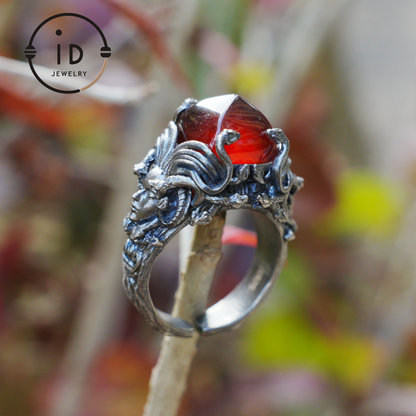 Handmade Gothic Ring | Mystical Jewelry with Agate | Baroque Style