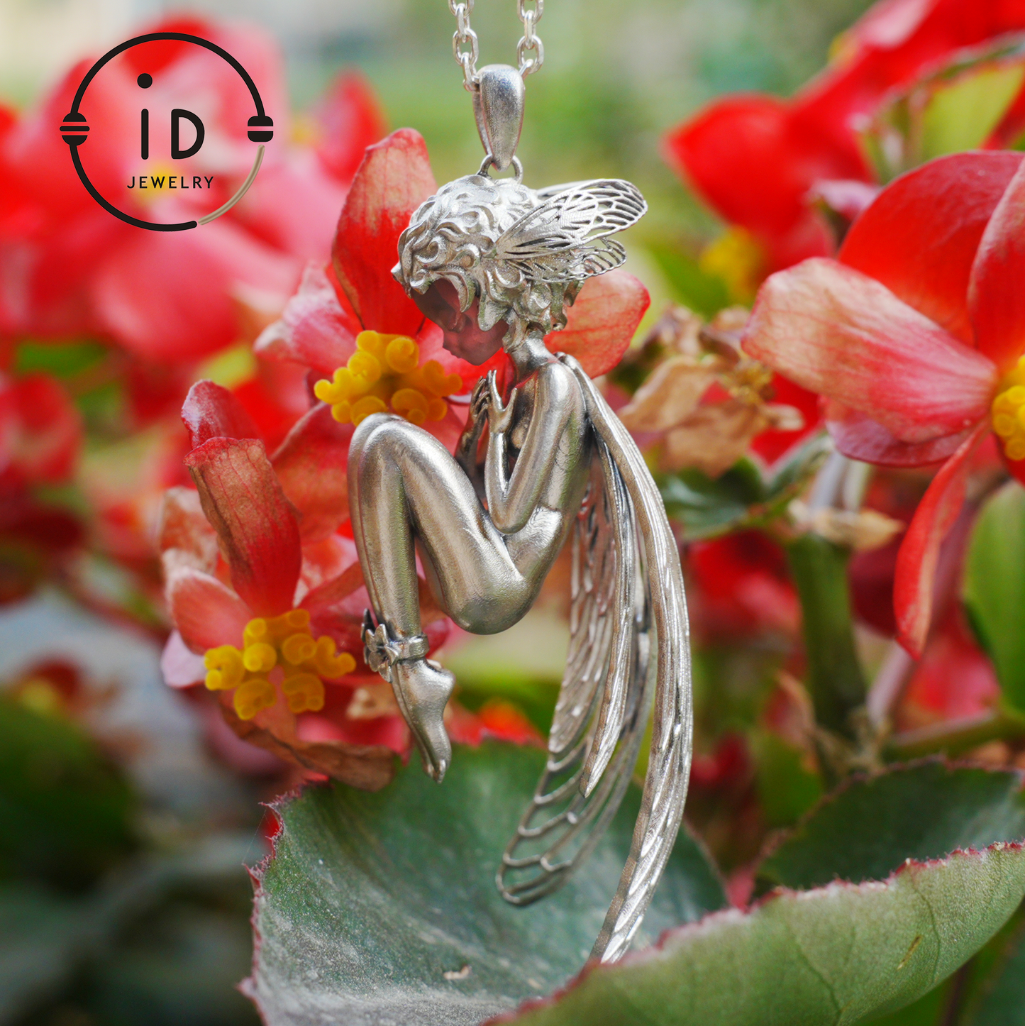 S925 Silver Elf Pendant Necklace with White Crystal, Gothic Vintage Fairy Tale Jewelry Fantasy Talisman Amulet Gift for Her Birthday or Yule