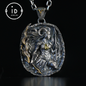 Aries Medallion Pendant | Irregular “Meteorite” Frame | Blue Enamel Starry Sheen | Orange Zirconia Center | Handmade Silver Jewelry