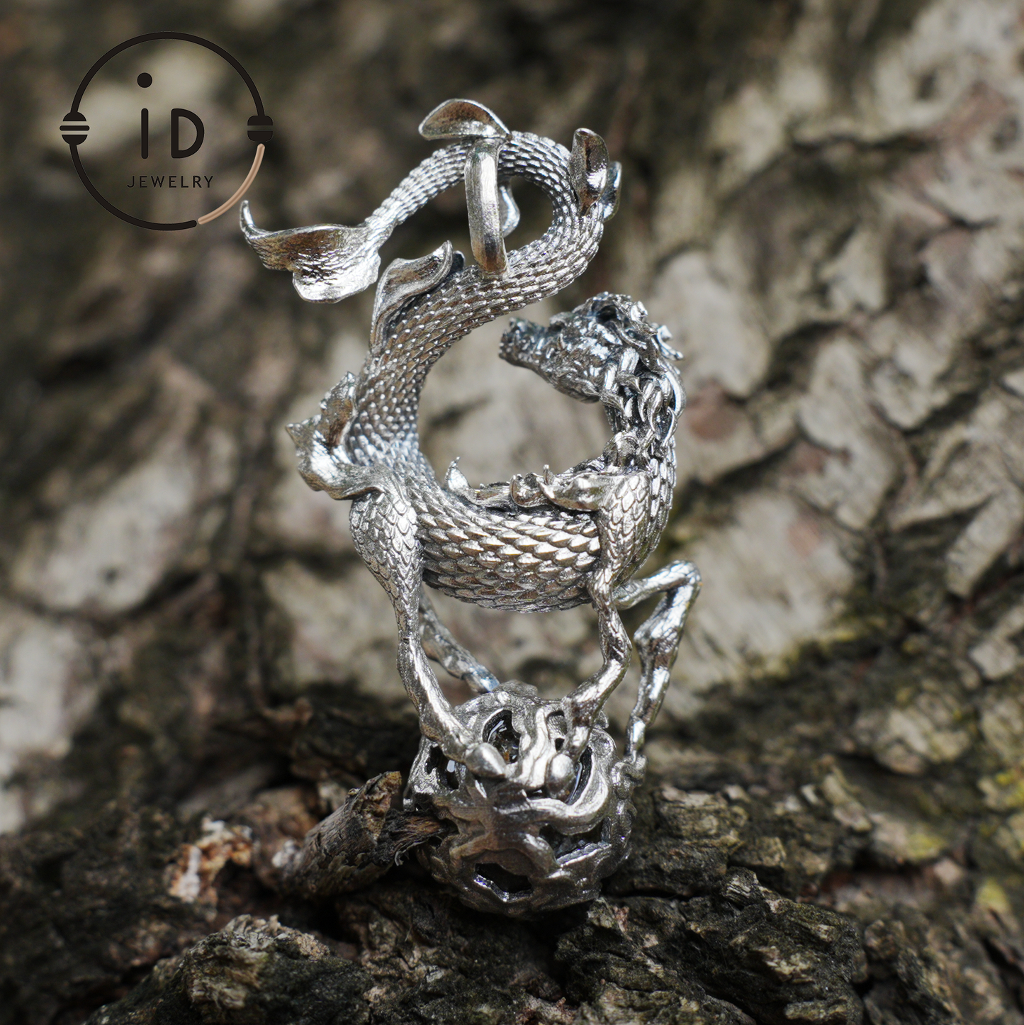 Ghost Quartz Dragon Pendant in 925 Silver · Gothic Fantasy Necklace for Women · Talisman Jewelry · Gift Idea Birthday Christmas