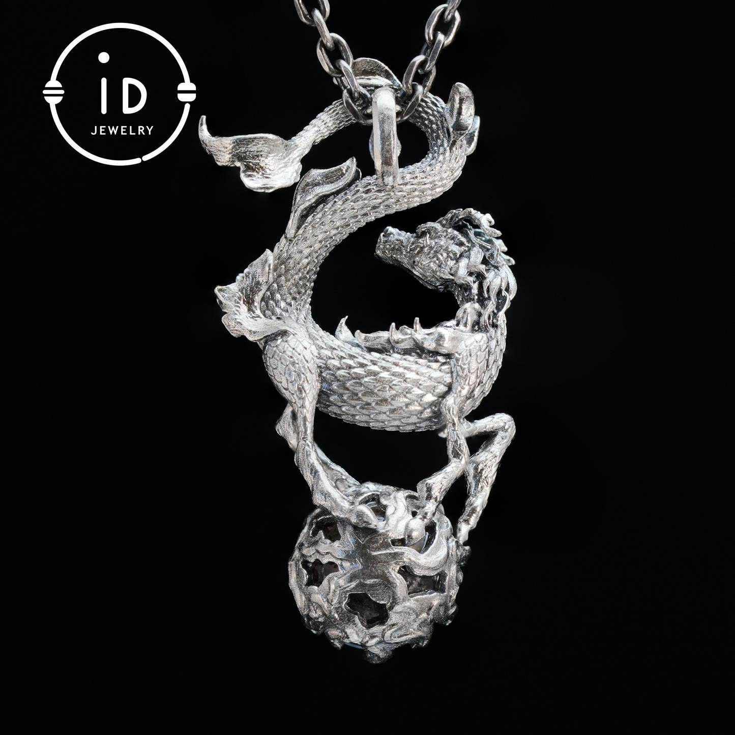 Ghost Quartz Dragon Pendant in 925 Silver · Gothic Fantasy Necklace for Women · Talisman Jewelry · Gift Idea Birthday Christmas