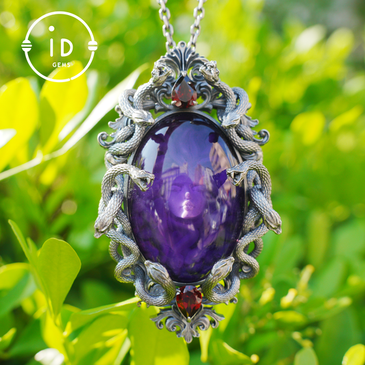 Hand-Carved Medusa Amethyst Pendant | Raised Serpent Frame in 925 Sterling Silver | Gothic Talisman for Powerful Self-Empowerment