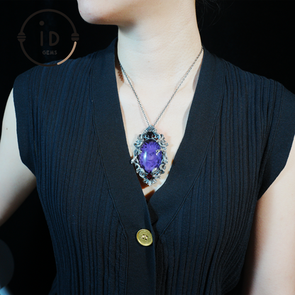 Hand-Carved Medusa Amethyst Pendant | Raised Serpent Frame in 925 Sterling Silver | Gothic Talisman for Powerful Self-Empowerment
