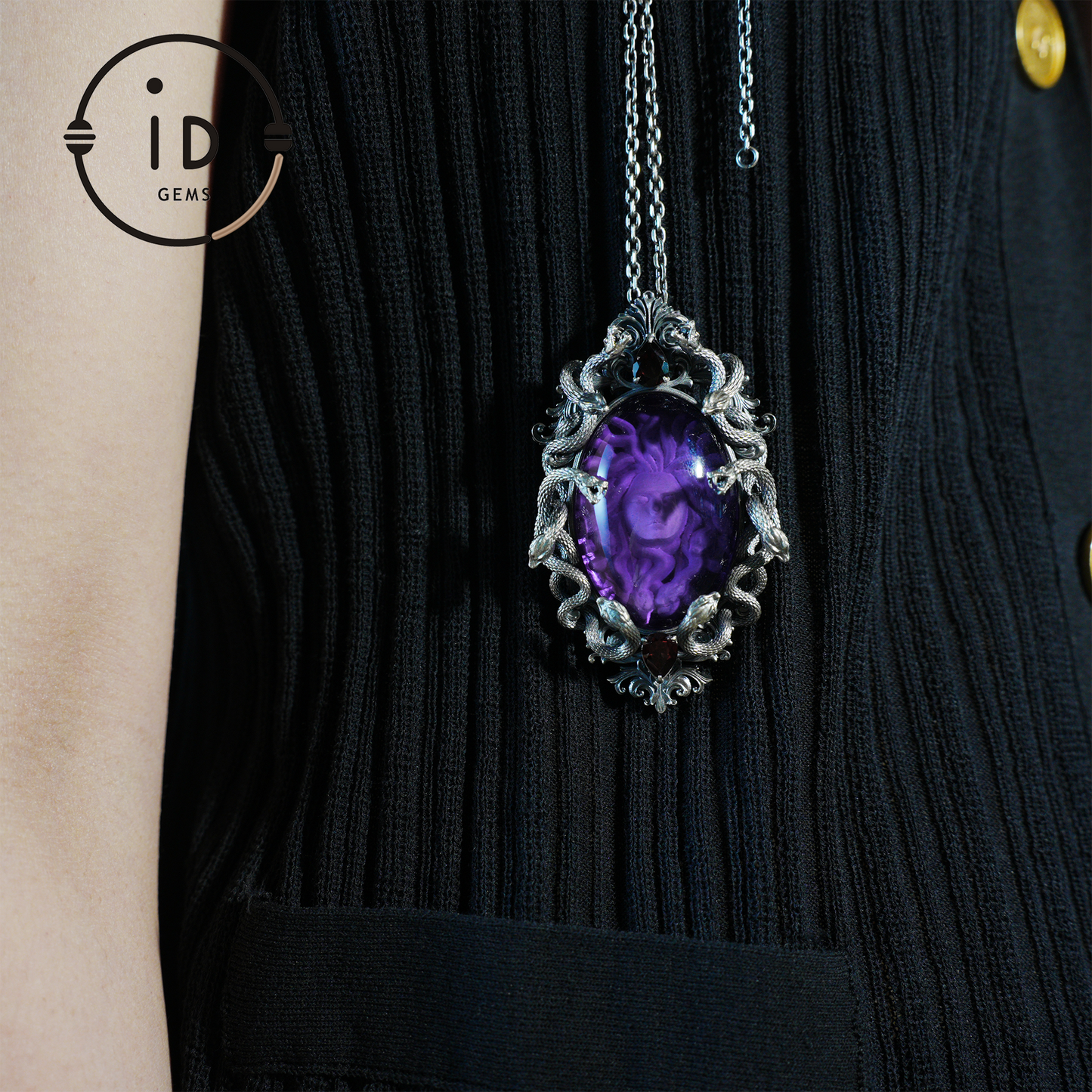 Hand-Carved Medusa Amethyst Pendant | Raised Serpent Frame in 925 Sterling Silver | Gothic Talisman for Powerful Self-Empowerment