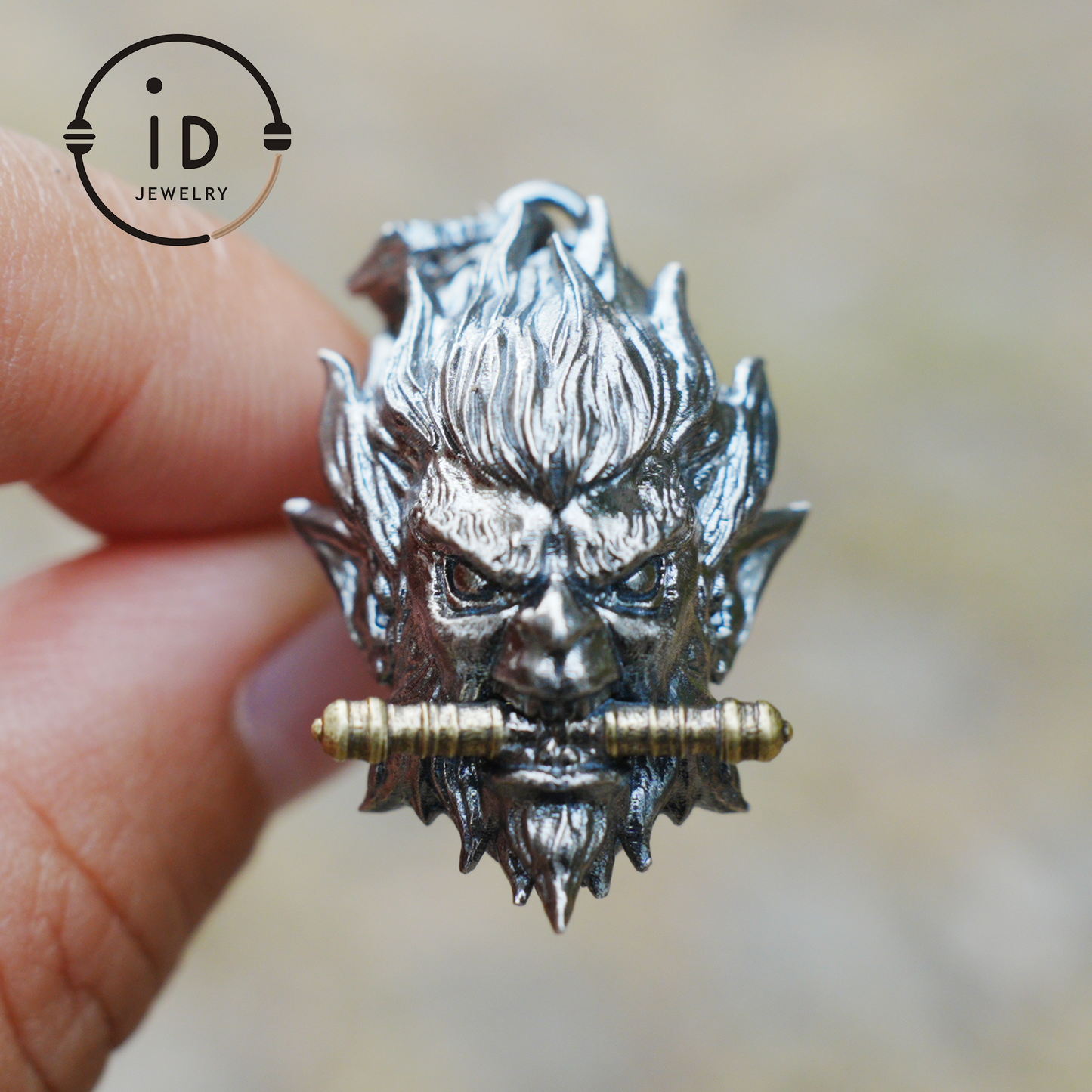 Gothic Ring Necklace Set in 925 Silver with Totem Face and Sword, Oxidized Silver Jewelry for Men, Gift for Christmas