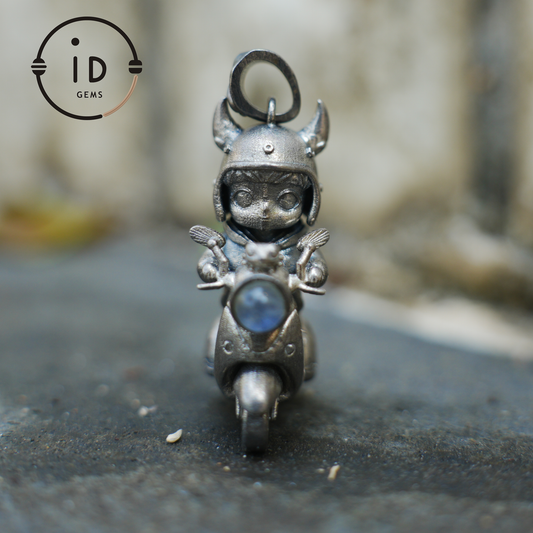 Mystical Night Rider Pendant with Labradorite Light, Handmade Talisman Necklace, Fantasy Jewelry for Inner Journey Seekers