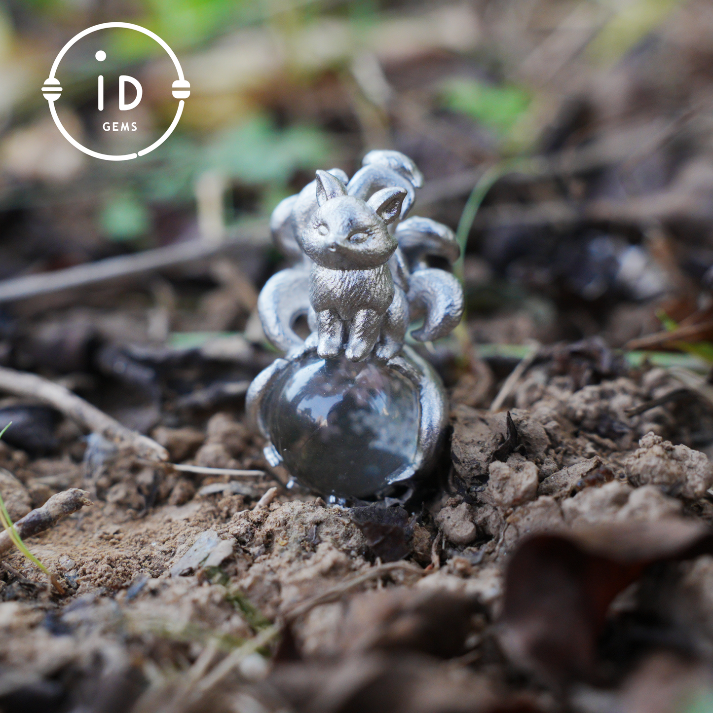 Fox Pendant with Ghost Quartz, Nine-Tailed Spirit Amulet, Handcrafted Fantasy Jewelry, Dreamy Forest Totem Necklace, Mythical Design