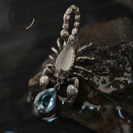 Stellar Scorpion Necklace 925 Silver Blue Topaz Pendant Spiritual Talisman Scorpion Jewelry Gift for Her Astrology Zodiac Jewelry