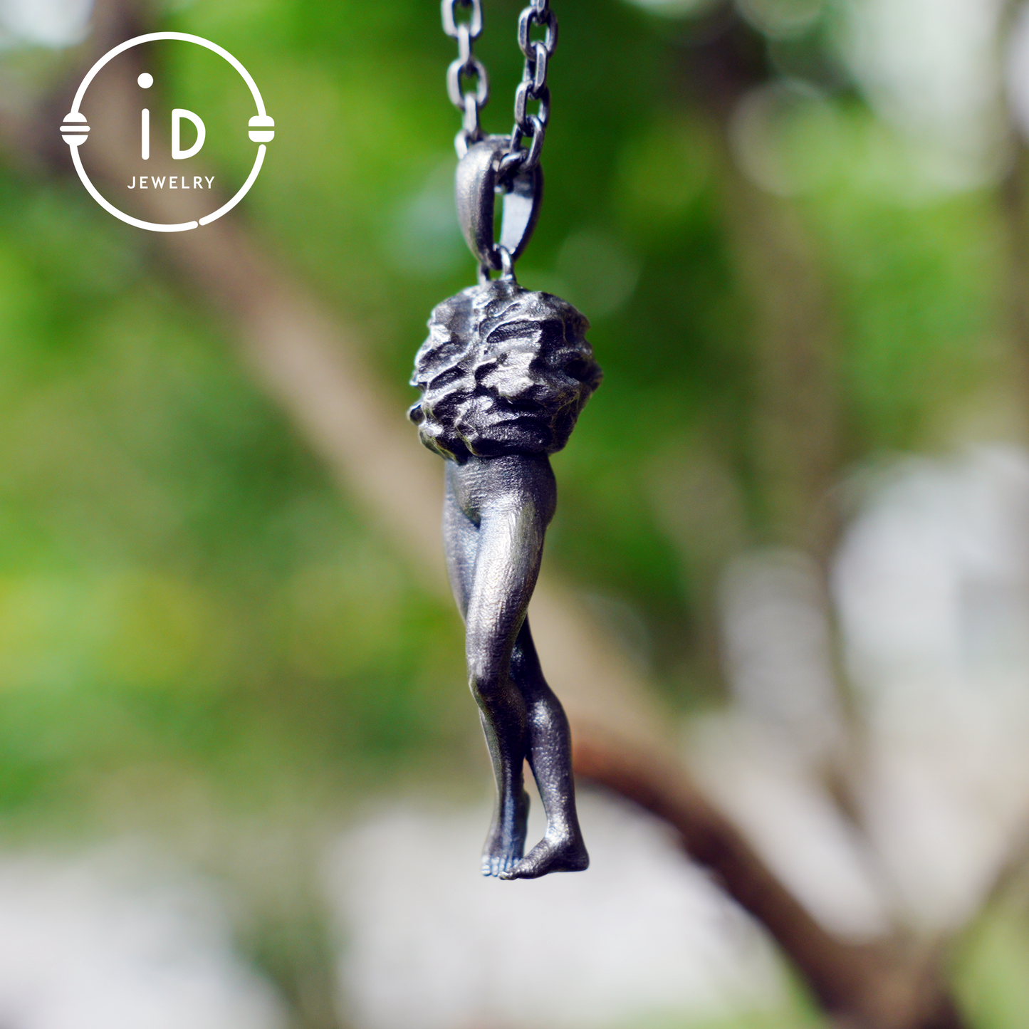 Art Sculpture Pendant Amulet, Handmade Totem Jewelry with Feminine Form and Stone Texture, Symbolic Awakening Necklace, Myth Inspired