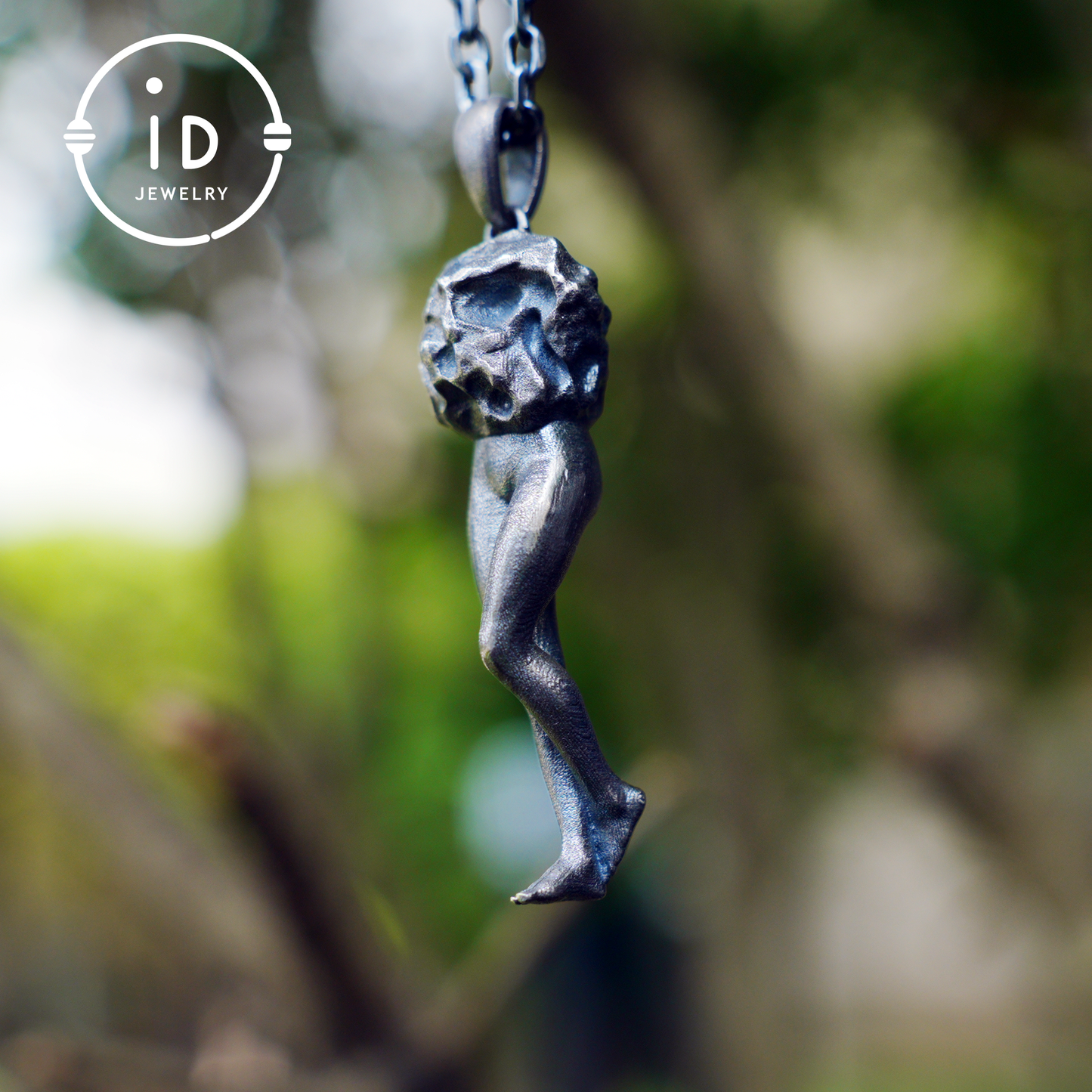Art Sculpture Pendant Amulet, Handmade Totem Jewelry with Feminine Form and Stone Texture, Symbolic Awakening Necklace, Myth Inspired