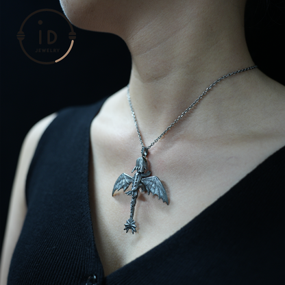 Fantasy Dragon Pendant with Enamel Finish, Handmade Toothless Inspired Jewelry, Unique Gift for How to Train Your Dragon Fans
