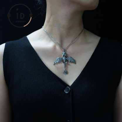 Fantasy Dragon Pendant with Enamel Finish, Handmade Toothless Inspired Jewelry, Unique Gift for How to Train Your Dragon Fans