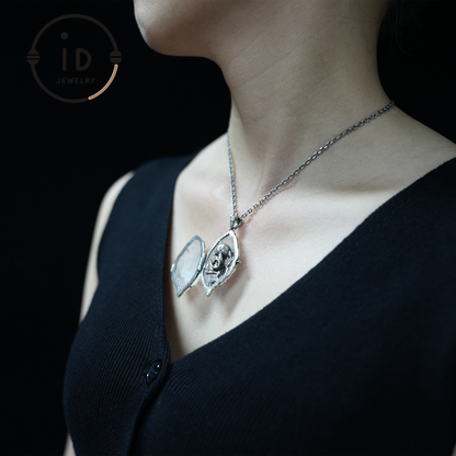 Mystic Monkey Pendant with White Crystal Shell, Handmade Fantasy Amulet, Oriental Style Locket Necklace for Gift & Collection