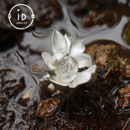 Lotus Ring in 925 Sterling Silver, Handmade Blossom Ring in Zen Style, Botanical Jewelry Gift for Her, Symbol of Inner Peace