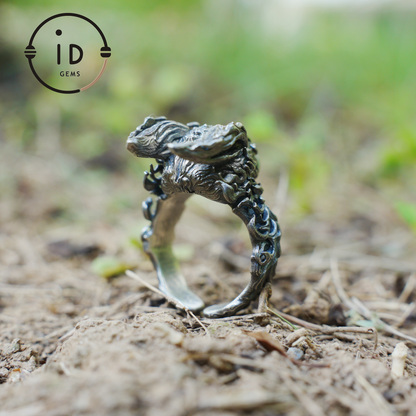 Fox Totem Ring with Green Zircon Eyes, Forest Guardian Amulet, Handmade Animal Jewelry, Mythic Protection Symbol
